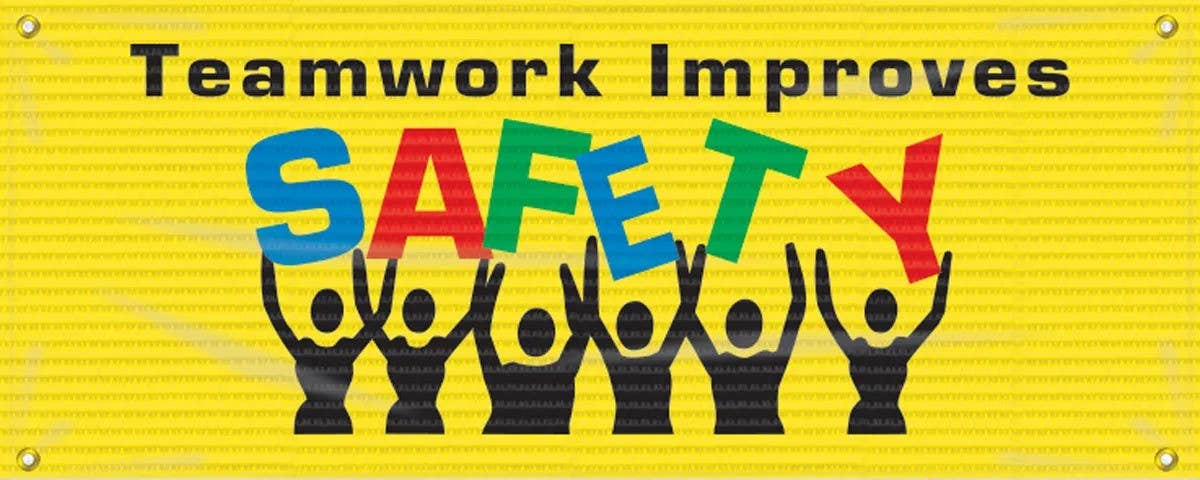 AccuformNMC MBM305 Safety Banner, Teamwork Improves Safety, 4' H x 10' W