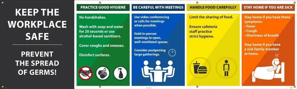 AccuformNMC MBR Safety Banners, Keep the Workplace Safe Prevent The Spread of Germs