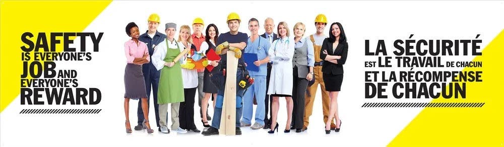 AccuformNMC MBR301 Safety Banners, Safety Is Everyone's Job And Everyone's Reward, 28" x 8'