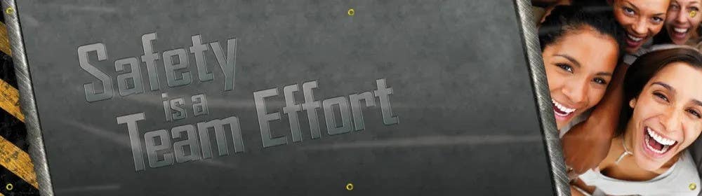 AccuformNMC MBR310 Campaign Kick-Off Banner, Safety Is A Team Effort, Standard Stock, 28" H x 8' W