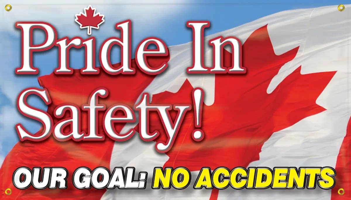 AccuformNMC MBR417 Safety Banners, Pride In Safety (Canada) Our Goal, No Accidents, 28" H x 4' W