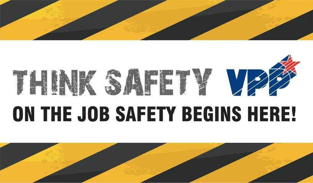 AccuformNMC MBR VPP Banners, Think Safety, On The Job Safety Begins Here