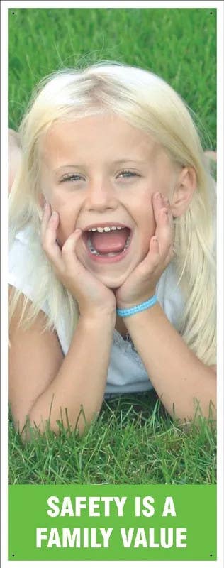 AccuformNMC MBR Safety Banners, Safety Is A Family Value, 74" H x 28" W