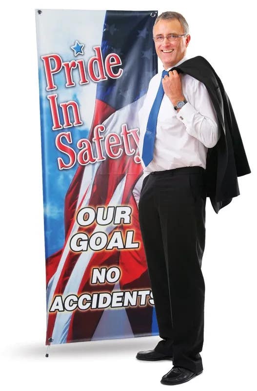 AccuformNMC MBR Motivational Banners, Pride In Our Safety Our Goal No Accidents, 74" H x 28" W