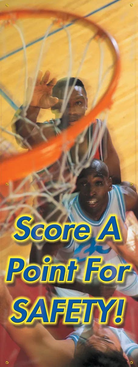 AccuformNMC MBR Safety Banners, Score A Point For Safety, 74" H x 28" W