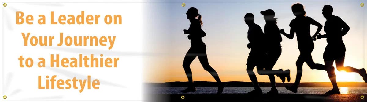AccuformNMC MBR720 Workhealthy, Banners, Be A Leader On Your Journey To A Healthier Lifestyle, 28" H x 8' W