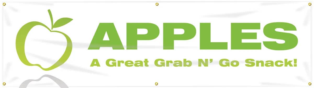 AccuformNMC MBR732 Workhealthy, Banners, Apples, A Great Grab N' Go Snack, 28" H x 8' W