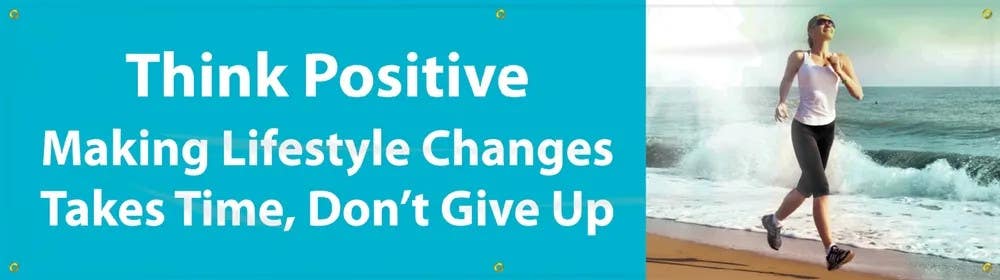 AccuformNMC MBR736 Workhealthy, Banners, Think Positive, Don't Give Up, 28" H x 8' W