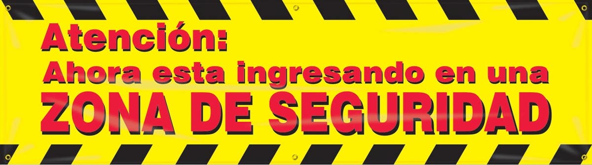 AccuformNMC MBR802 Safety Banners, Attention, You Are Now Entering A Safety Zone, 28" H x 8' W