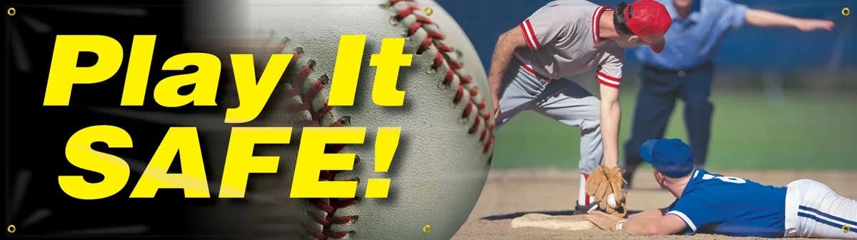 AccuformNMC MBR818 Safety Banners, Play It Safe, 28" H x 8' W