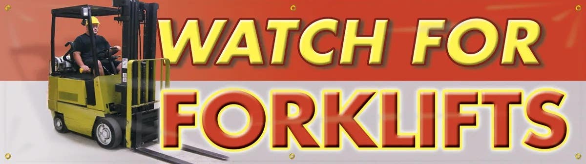 AccuformNMC MBR823 Safety Banners, Watch For Forklifts, 28" H x 8' W