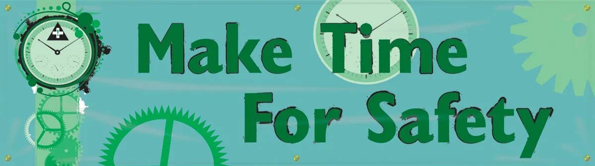 AccuformNMC MBR829 Safety Banners, Make Time For Safety, 28" H x 8' W