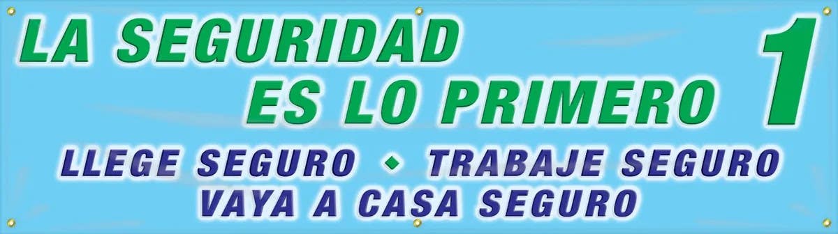 AccuformNMC MBR833 Safety Banners, Safety Comes First, Arrive Safe, Work Safe, Go Home Safe, 28" H x 8' W