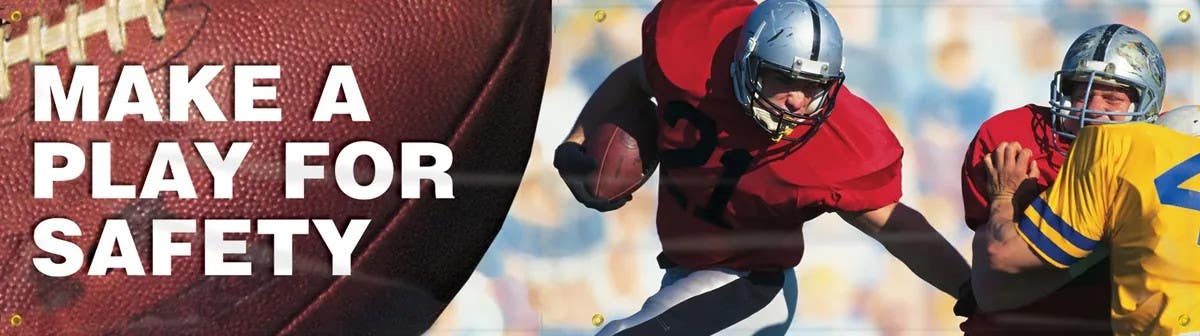 AccuformNMC MBR836 Safety Banners, Make A Play For Safety, 28" H x 8' W