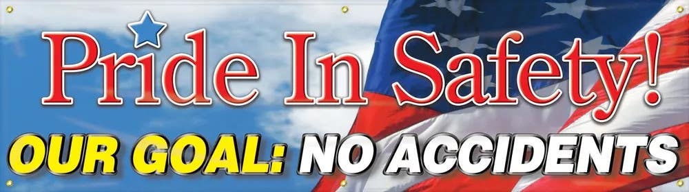 AccuformNMC MBR882 Motivational Banners, Pride In Our Safety Our Goal No Accidents, 28" H x 8' W