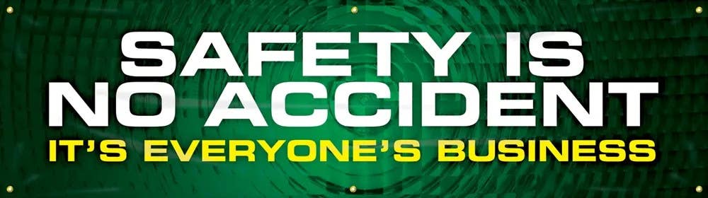 AccuformNMC MBR916 Safety Motivational Banners, Safety Is No Accident, It's Everyone's Business, 28" H x 8' W