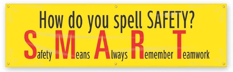 AccuformNMC MBR931 Safety Banners, How Do You Spell Safety, 28" H x 8' W