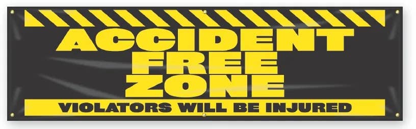 AccuformNMC MBR935 Safety Banners, Accident Free Zone, Violators Will Be Injured, 28" H x 8' W