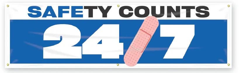 AccuformNMC MBR936 Safety Banners, Safety Counts 24/7, 28" H x 8' W