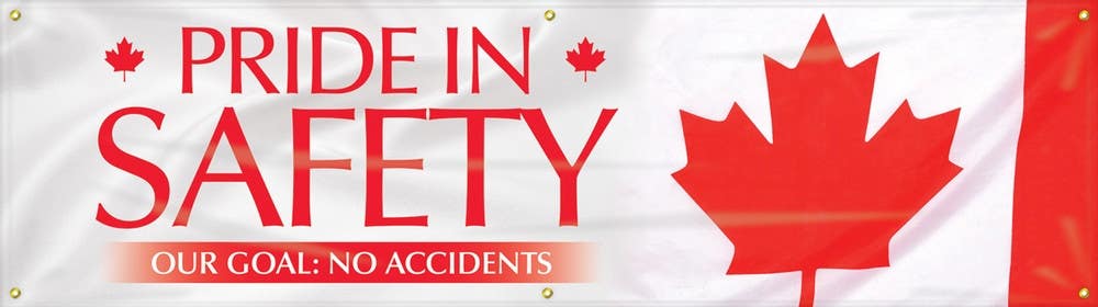 AccuformNMC MBR98 Safety Motivational Banners, Pride In Safety, Our Goal, No Accidents, 28" H x 8' W