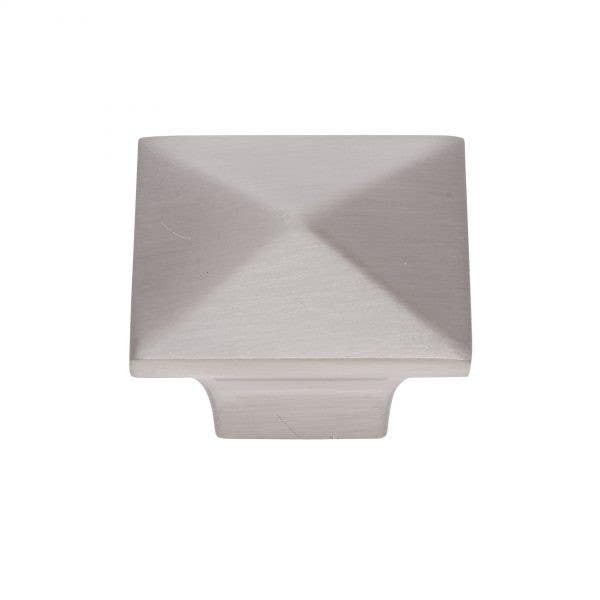 JVJ Hardware 32mm Newport Collection Pyramid Knob, Satin Nickel, Composition Zamac