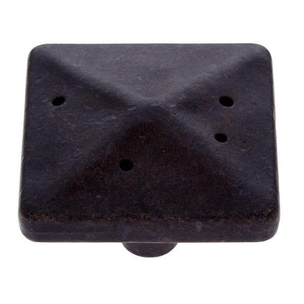 JVJ Hardware 1-3/4" Bedrock Collection Square Rustic Knob, Composition Zamac
