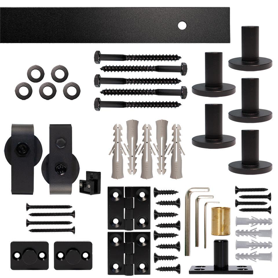 Custom Service Hardware NT.BF1500.TM.08-6 Bifold Barn Single Door Hardware Kit, Top Mount, with 6 ft. Rail