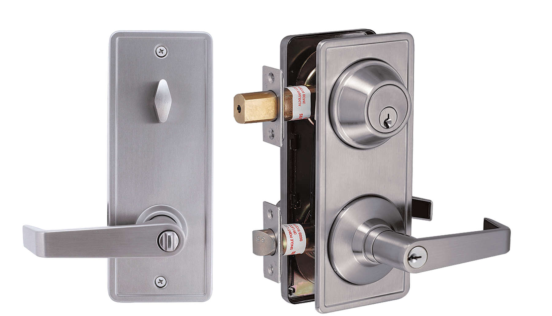 Value Brand LC2700 Series Standard-Duty Cylindrical Grade 2 Interconnected Leverset, Entry, Satin Stainless Steel