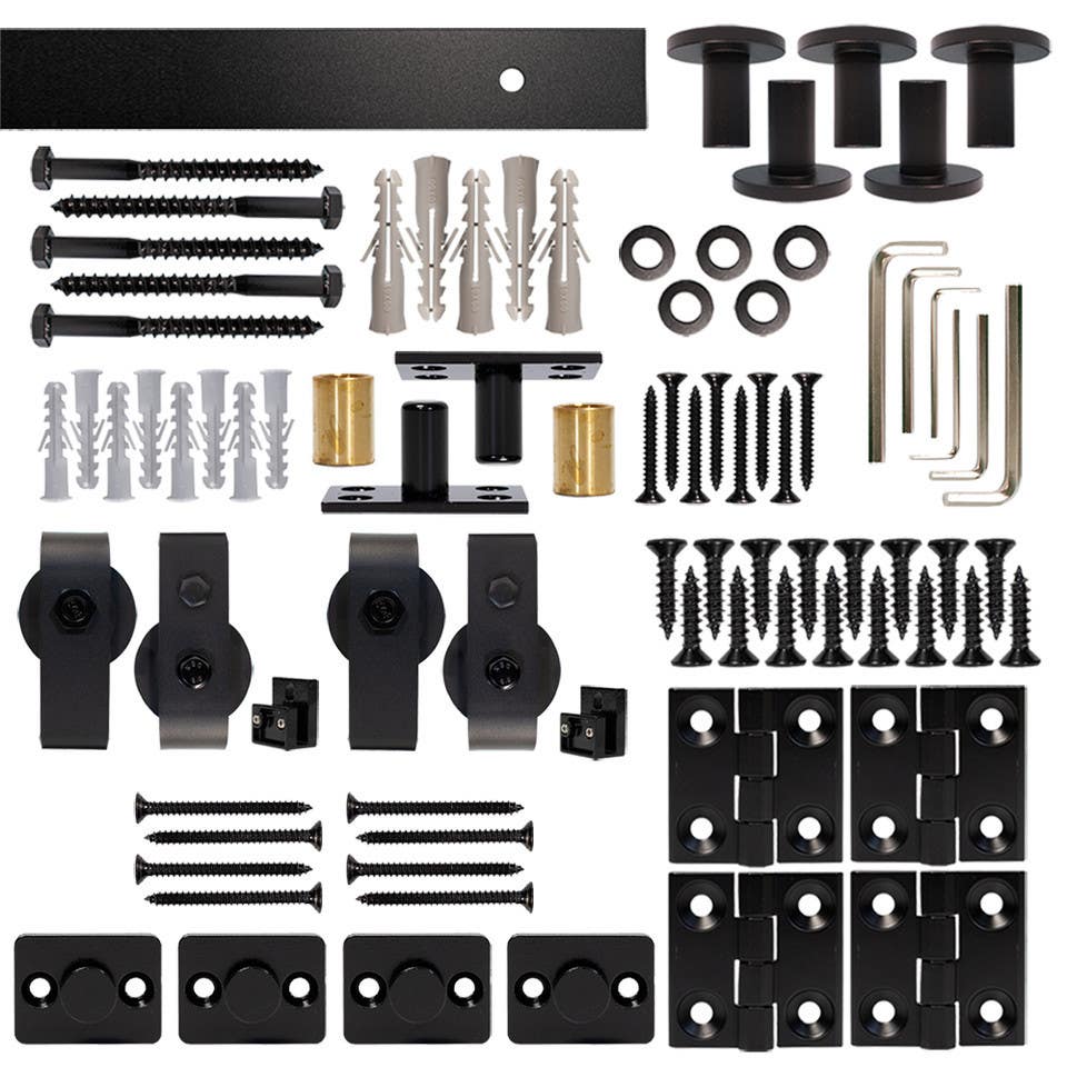 Custom Service Hardware NT.BF1500.TM.08-6-2 Bifold Barn Double Door Hardware Kit, Top Mount, with 6 ft. Rail