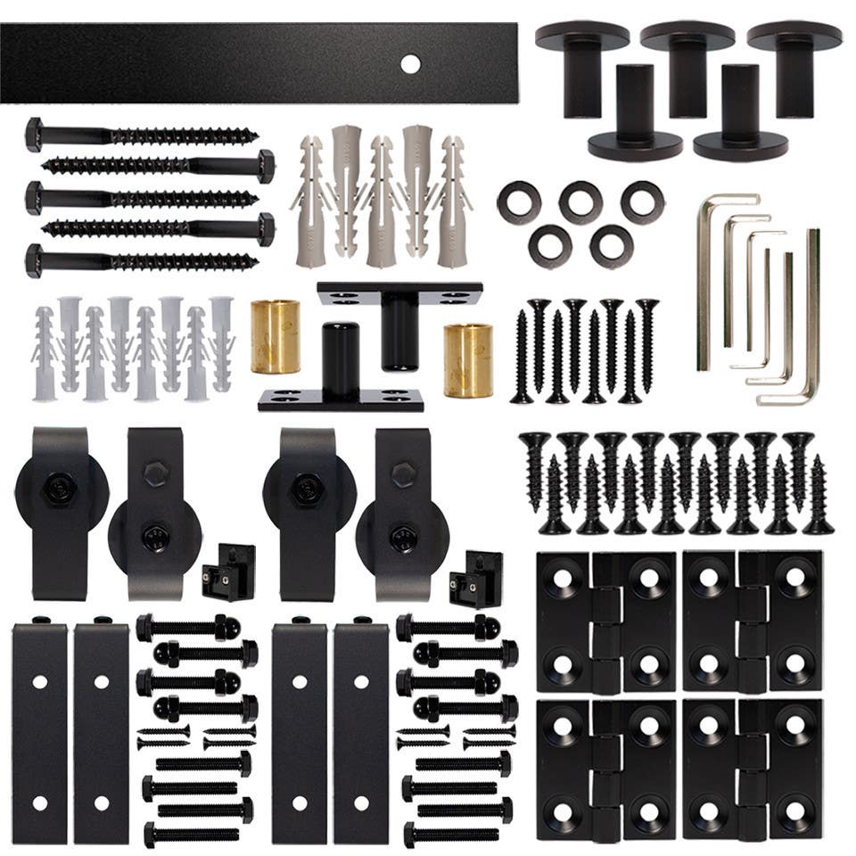 Custom Service Hardware NT.BF1500.FM.08-6-2 Bifold Barn Double Door Hardware Kit, Front Mount, with 6 ft. Rail