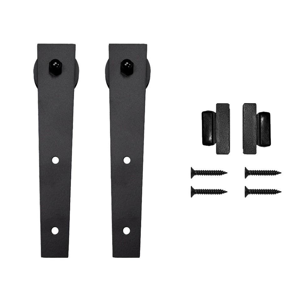 Custom Service Hardware NT.1310.02.08 Rolling Door Furniture Hardware Wedge Style w/o Rail, Black