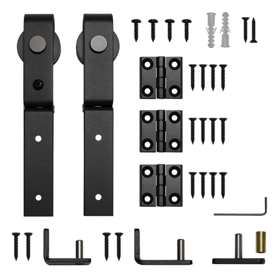 Custom Service Hardware NT.BFM1310.FM.08 Bifold Mini Barn Door Hardware, Front Mount, Black (No Rail)