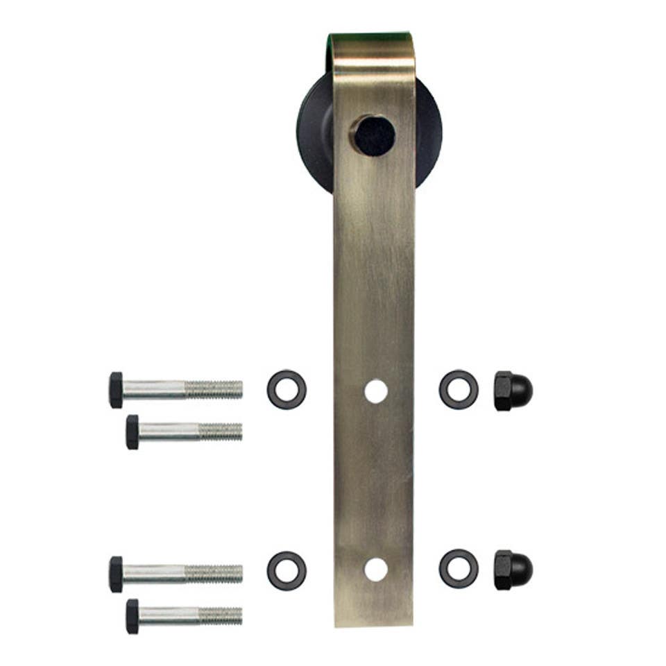 Custom Service Hardware NT.1400.09W-96.03 96" Designer's Collection Flat Rail Hook Strap Rolling Door Hardware Kit, Antique Brass