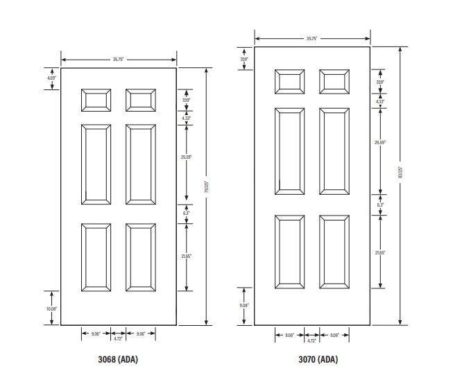 Value Brand SD10 Viking 6 Panel Hollow Metal Door, 18 Gauge, Polystyrene Core, Prime Painted