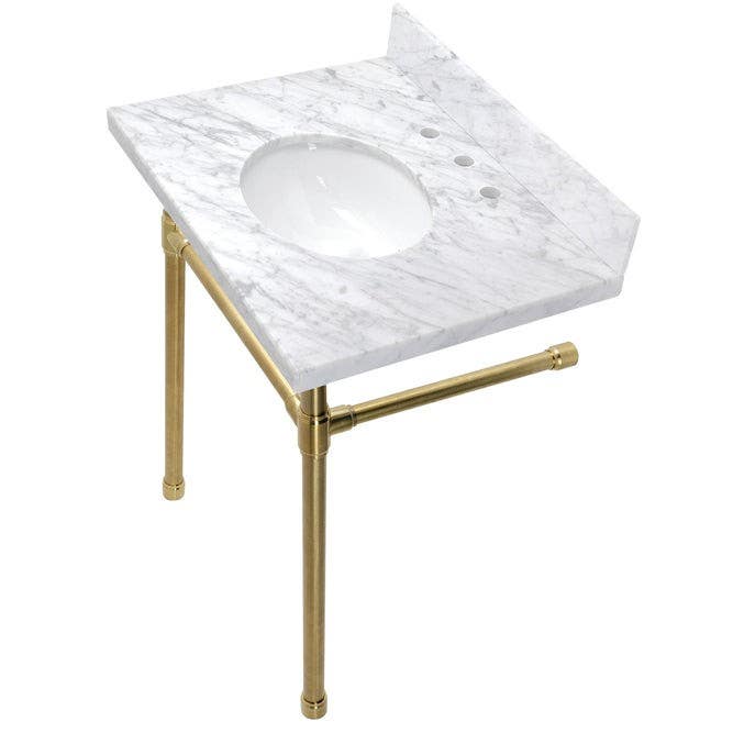 Kingston Brass KVPB30M8 Console Sink, Marble White, 30"
