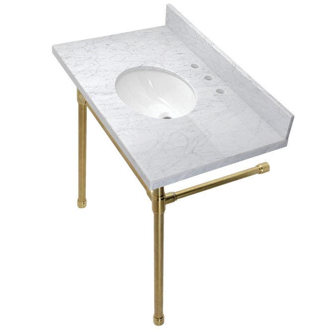 Kingston Brass KVPB36M8 Console Sink, Marble White, 36"