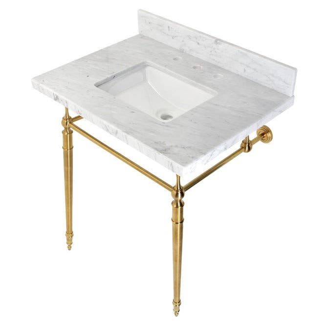 Kingston Brass KVPB3022M8 Console Sink, Marble White, 30"