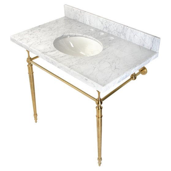 Kingston Brass KVPB3622M8 Console Sink, Marble White, 36"