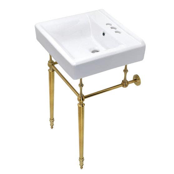 Kingston Brass KVPB2018W Console Sink with Brass Legs, 20"