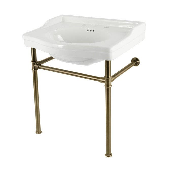 Kingston Brass VPB3308 Ceramic Console Sink with Stainless Steel Legs, 30"