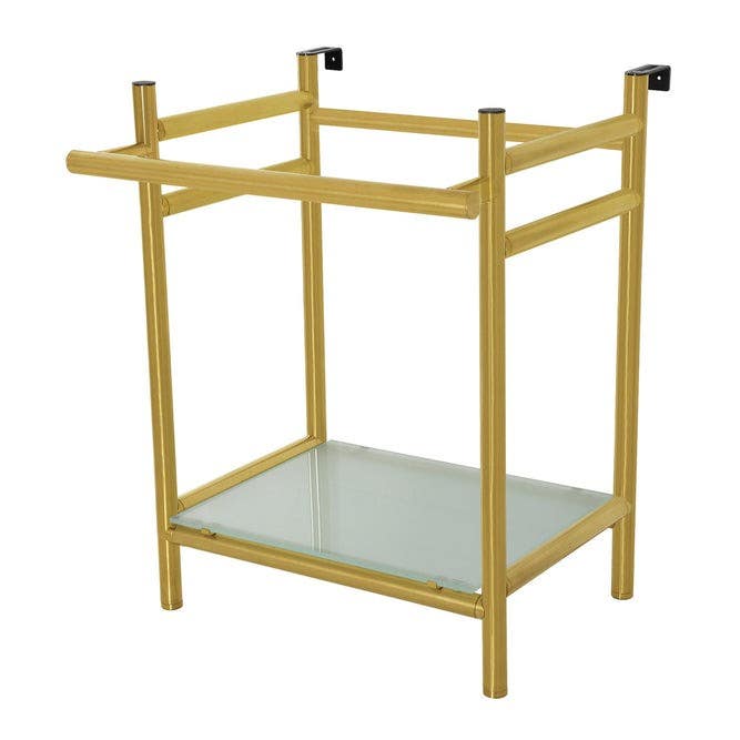 Kingston Brass VPB221630 Stainless Steel Console Sink Base with Glass Shelf, Frosted Glass