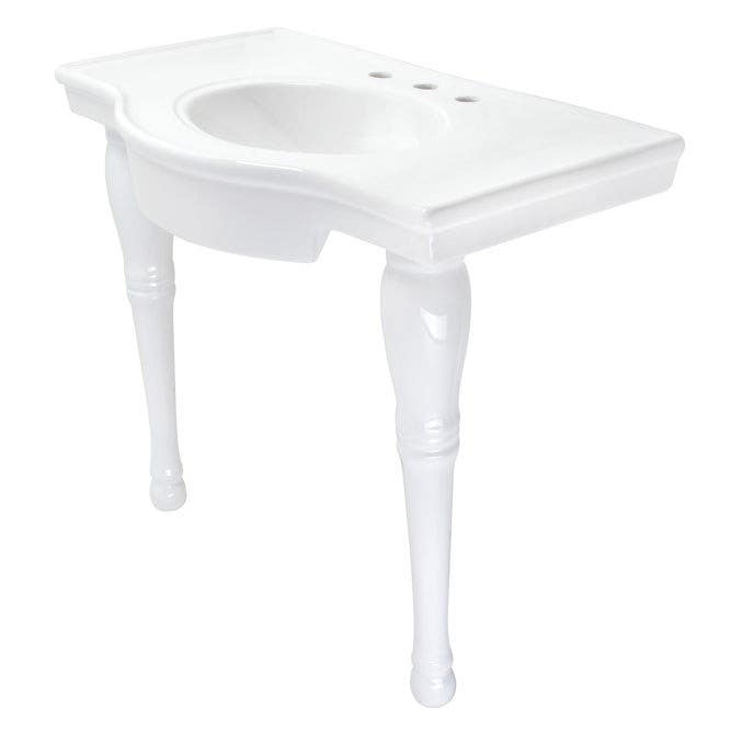 Kingston Brass VPB1378 Ceramic Console Sink, White, 37" Length