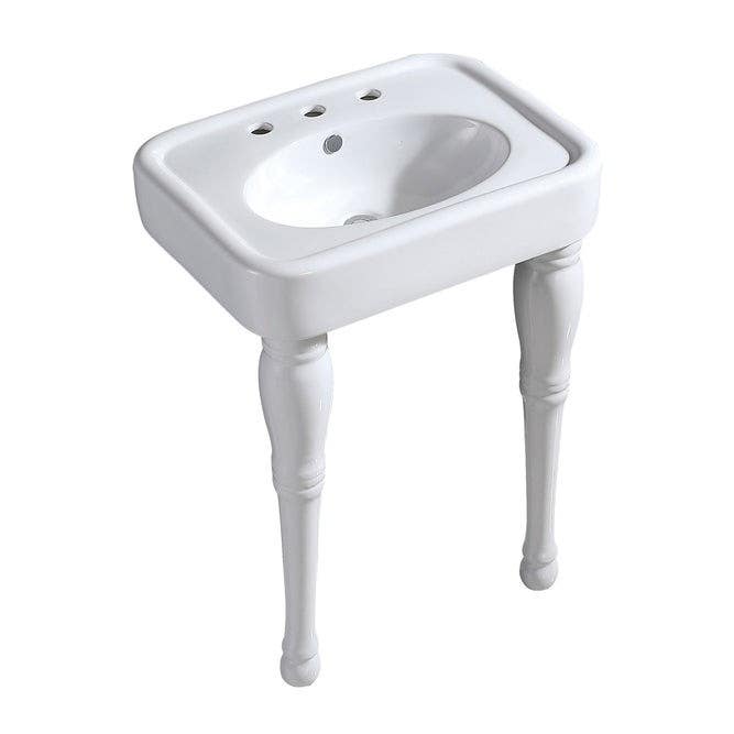 Kingston Brass VPB2268P Ceramic Console Sink and Legs (8 Inch, 3 Hole), White, 26" Length