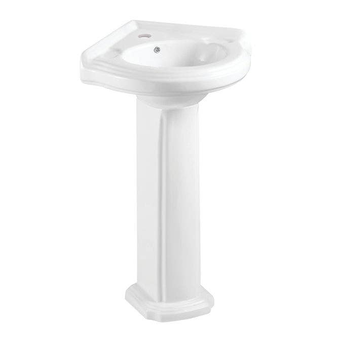 Kingston Brass VPB2210 Ceramic Pedestal Sink (Single Hole), Glossy White, 22" Length
