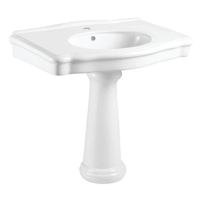 Kingston Brass VPB3510 Ceramic Pedestal Sink (Single Hole), Glossy White, 35" Length