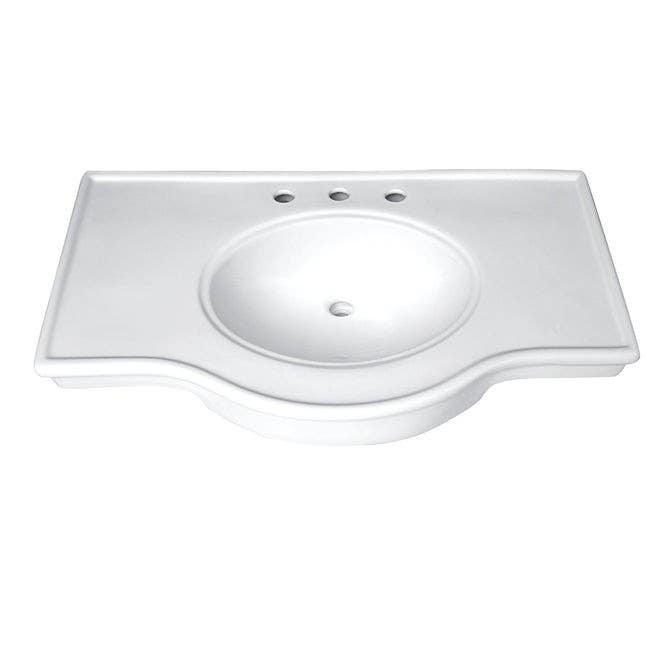 Kingston Brass VPB1378B Ceramic Console Sink Basin, Top White, 37" Length