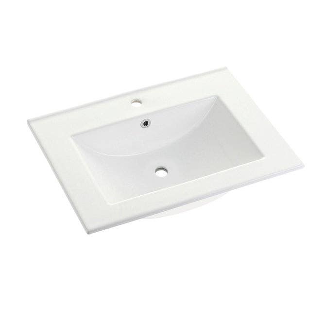 Kingston Brass LBT24187W Ceramic Vanity Sink Top (1 Hole), White, 24" Length