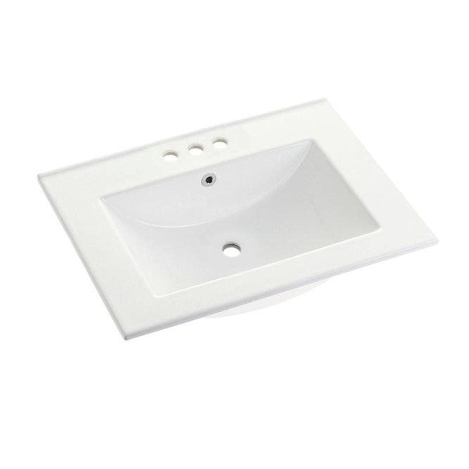 Kingston Brass LBT24187W34 Ceramic Vanity Sink Top (4" Faucet Drillings), White