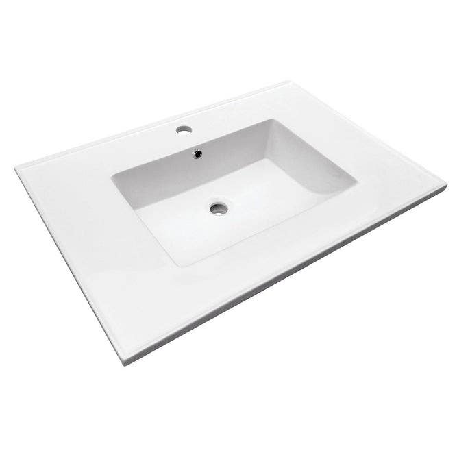 Kingston Brass LBT Ceramic Vanity Sink Top, White, Single Hole Faucet