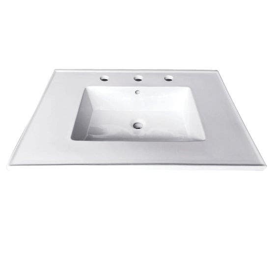 Kingston Brass LBT25227W38 Ceramic Vanity Sink Top, White, Painted Sink